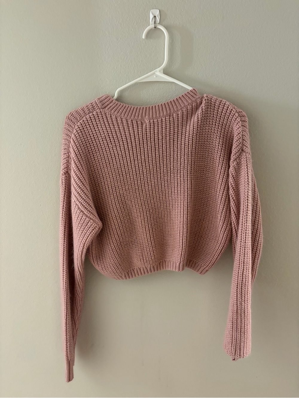 Elodie Cropped Ribbed Crew Sweater in Dusty Rose - Picture 3 of 3